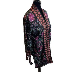 Peruvian Connection Pima Cotton Open Cardigian Kimono Floral Bloomsburry Medium